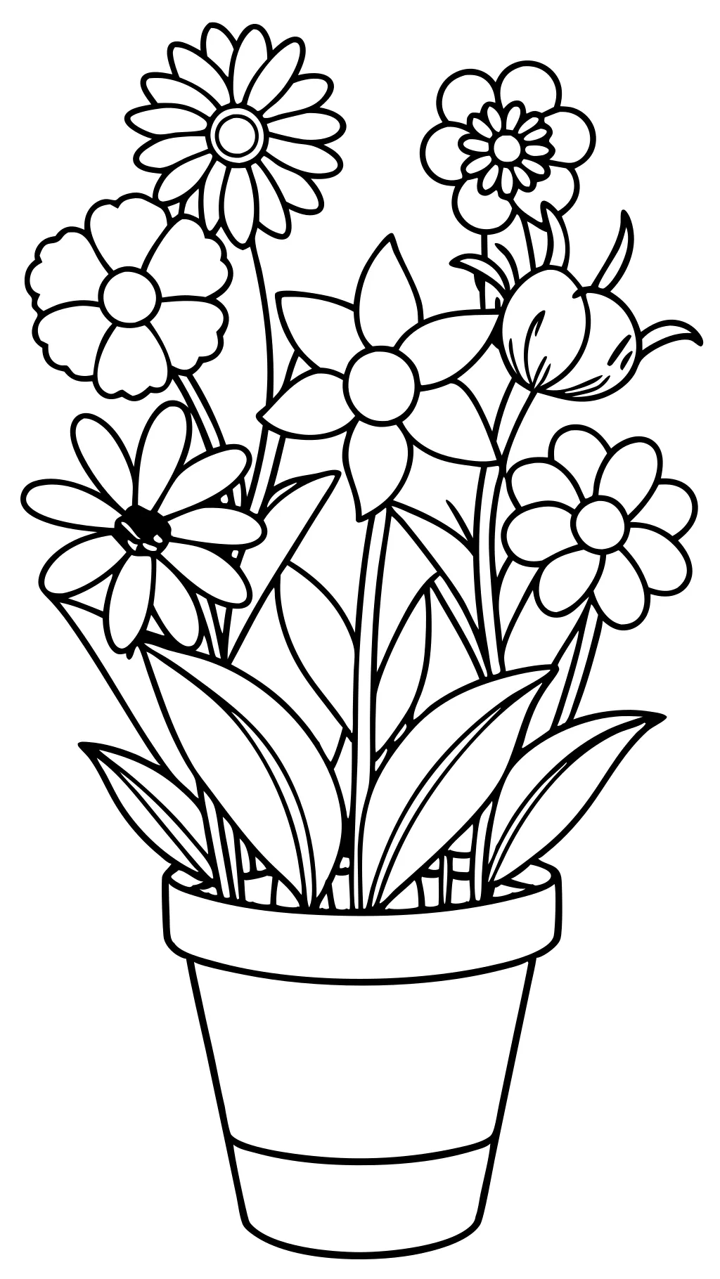 coloriage de pot à fleurs